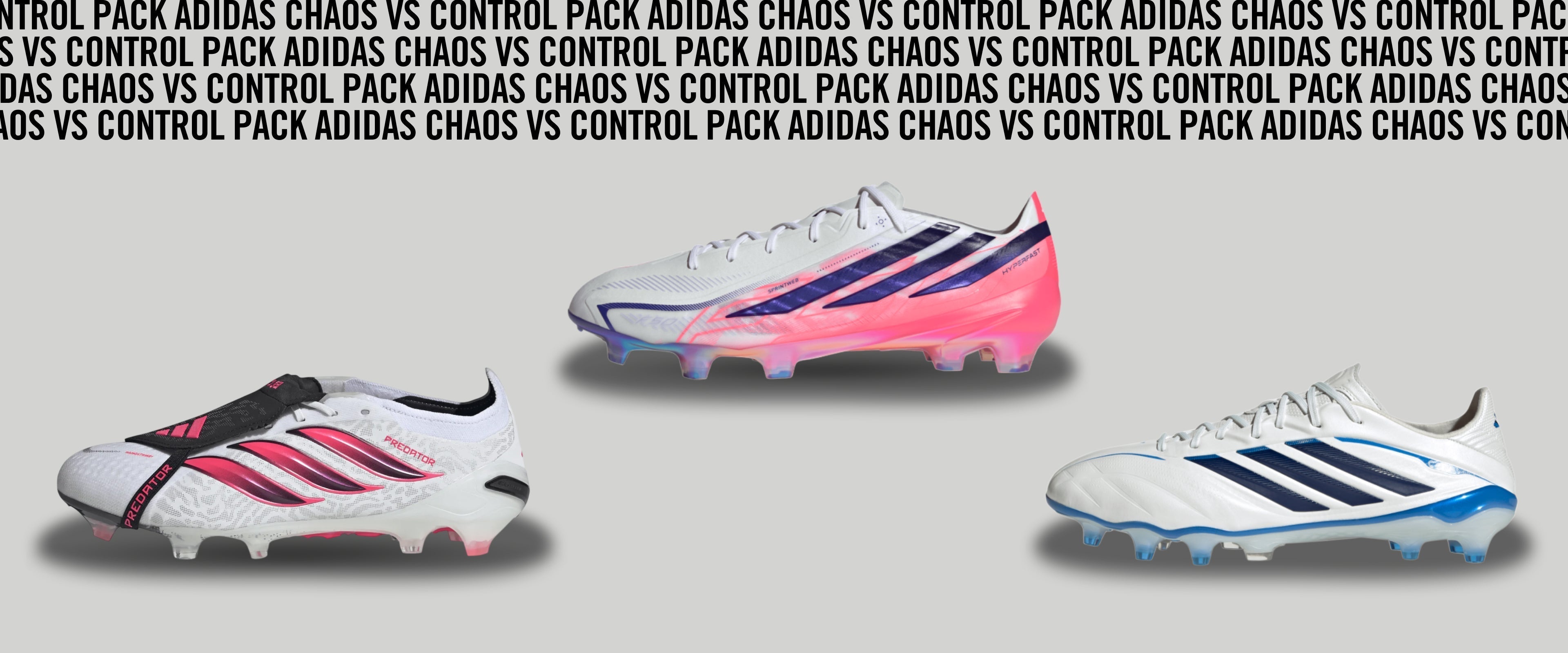 Adidas Chaos vs Control Pack football boots featuring Predator, F50 and COPA in white colourways