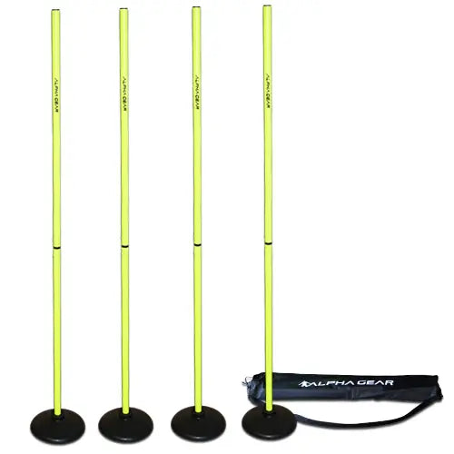 4 Pack of Poles + 4 Turf Bases in Carry Bag (4PKPOLEBASEYEL) Equipment Training Gear Alpha Gear