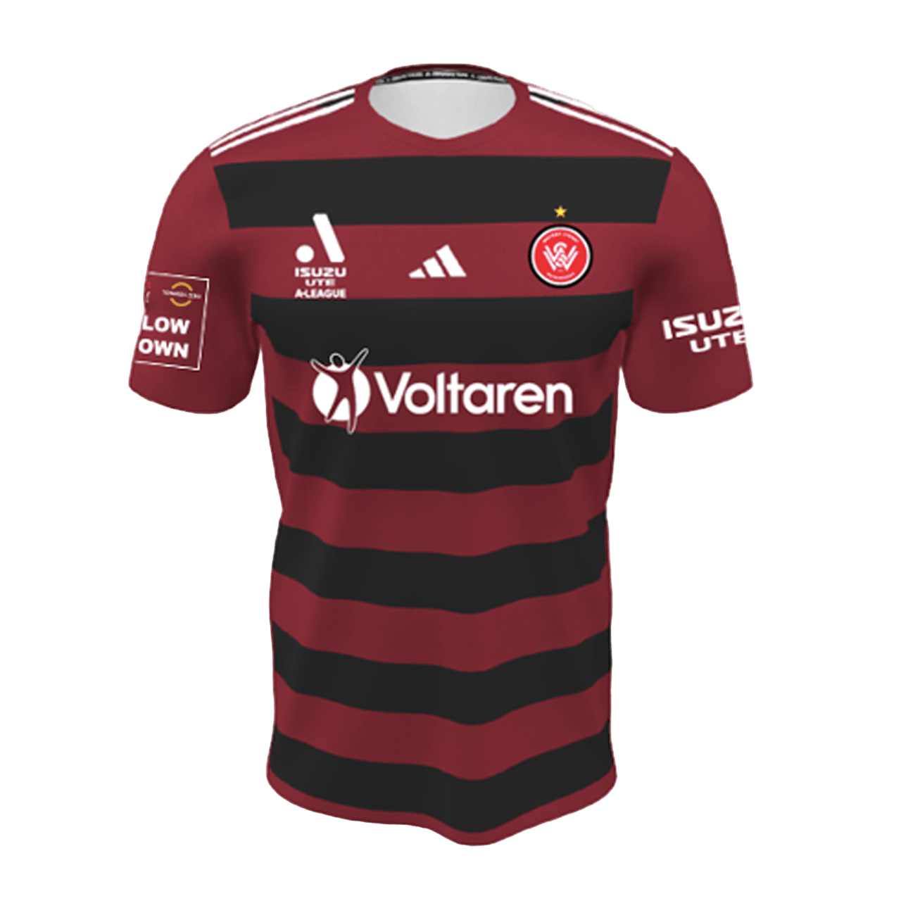 Western Sydney Wanderers 24/25 Home Youth Jersey (HN7843-RED) Licensed Jersey Adidas