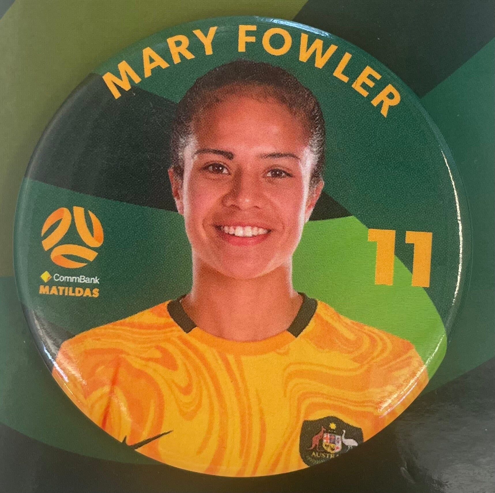 Matildas Player Badge Mary Fowler - Yellow Font (FAMATILDASBADGEFOWLERYELLOWFONT) Licensed Misc Trofe