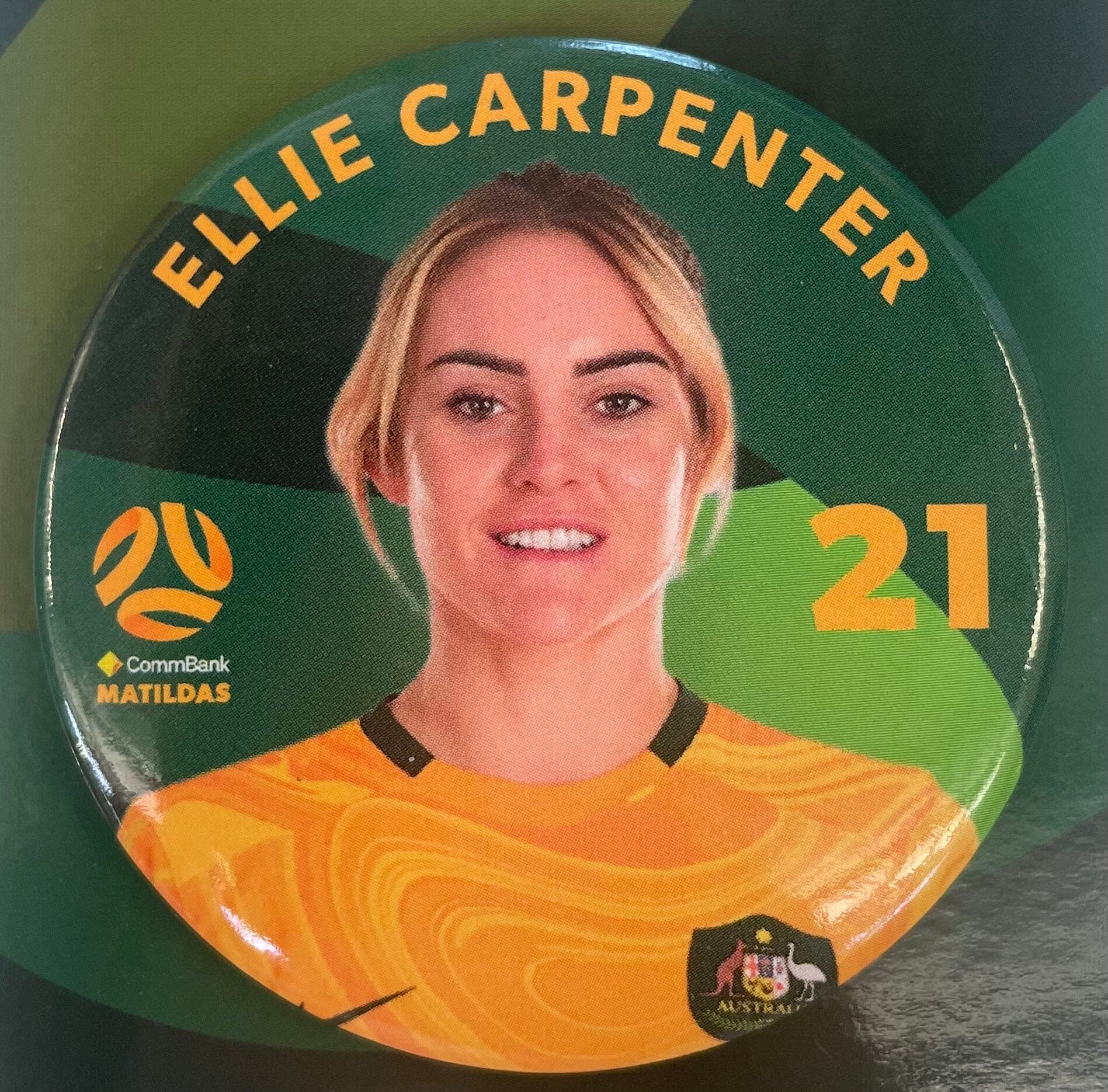 Matildas Player Badge Ellie Carpenter - Yellow Font (FAMATILDASBADGECARPENTERYELLOWFONT) Licensed Misc Trofe