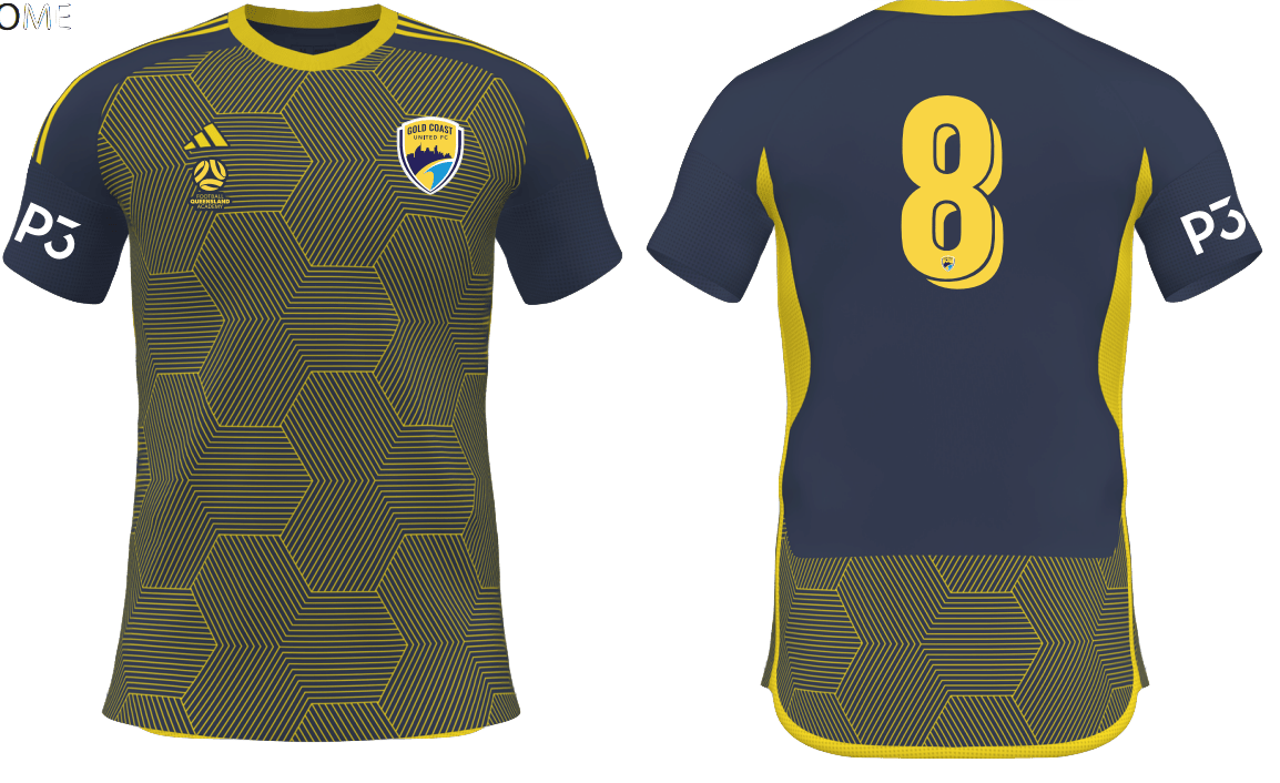 GOLD COAST UNITED Men's Competition 25 Home Jersey (JD7371-277-2394-GU2) GOLD COAST UNITED Adidas Club Zone