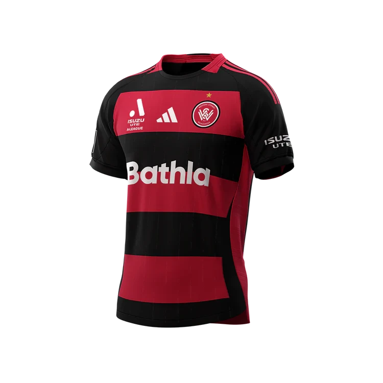 Western Sydney Wanderers 25/26 Home Jersey (IT5764-BLACKRED) Apparel Adidas