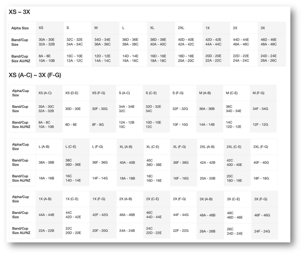 Nike Sports Bra Size Chart World Of Reference Sports Bra Size Chart.